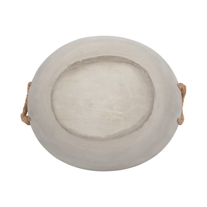 Oval Decorative Bowl with Woven Handles for Home Decor - 12", Gray