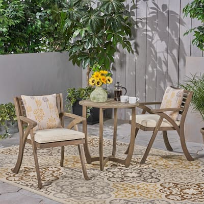 Coronado Outdoor 3-piece Wood Bistro Set by Christopher Knight Home - N/A
