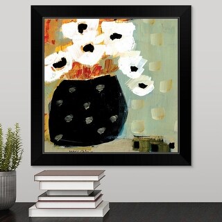 Shop White Flowers Black Pot Black Framed Print Free Shipping