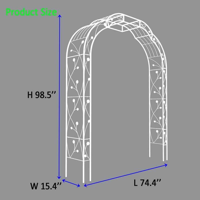 Metal Garden Arch W74.4'' x H98.4'' Garden Arbor Trellis Climbing Plants Support Rose Arch Outdoor Arch Cream