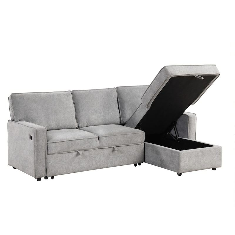 L-shaped Reversible Sleeper Sectional Sofa with Storage Space