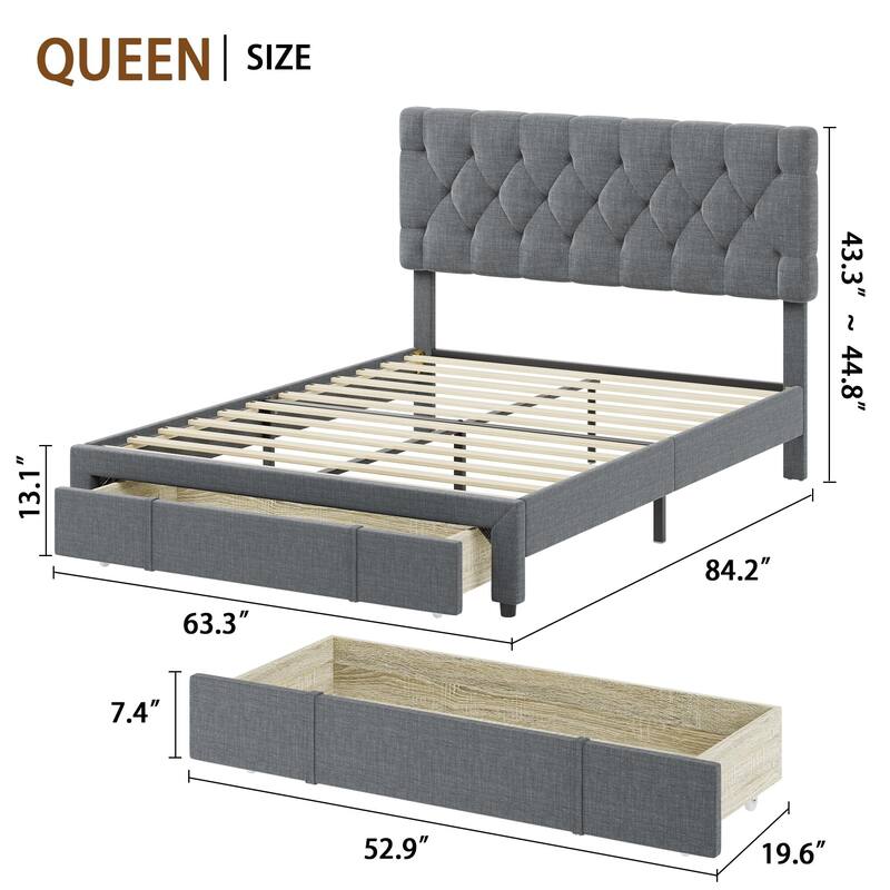 Bed Frame with 2 Storage Drawers