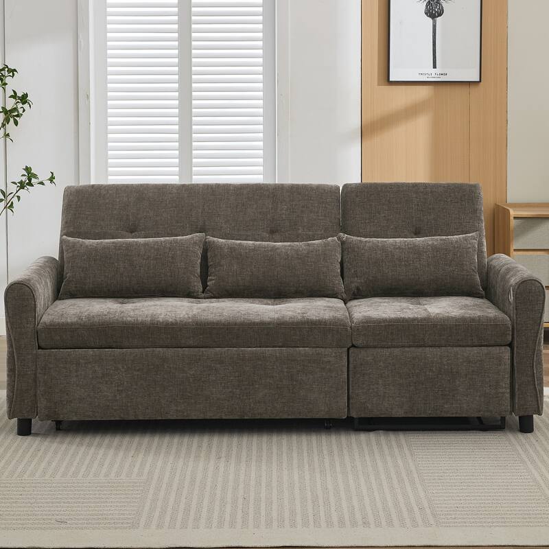2-in-1 Sofa 82" Three-seater Sofa with a Sofa Bed and a Reversible Recliner Sofa for Living Room