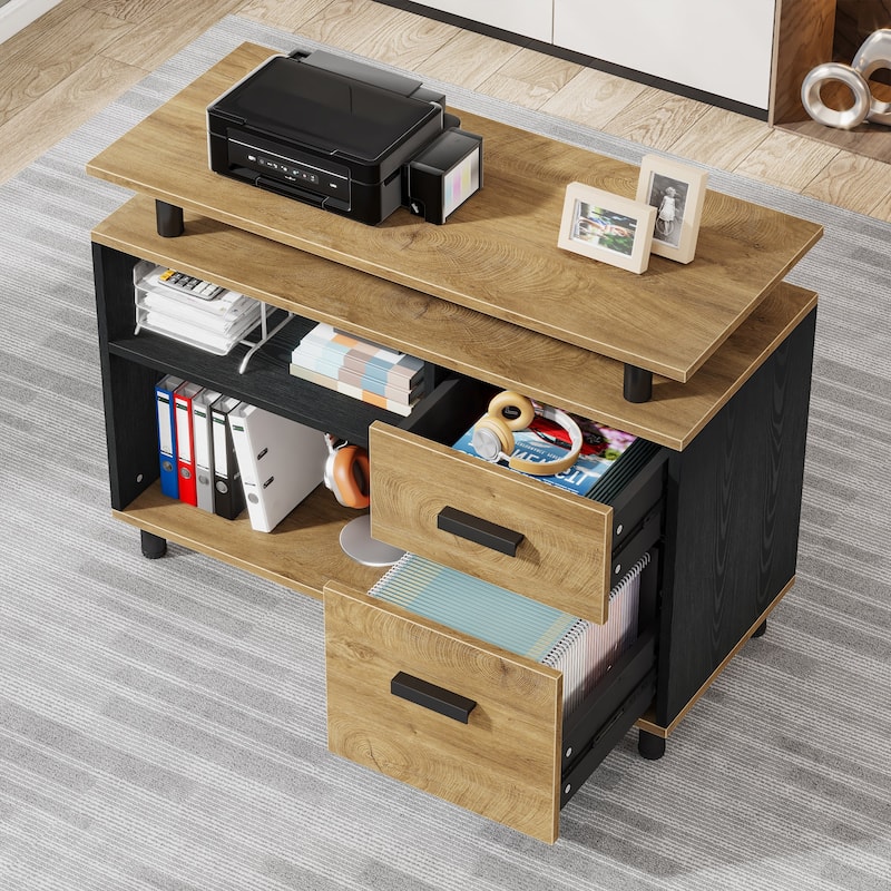 63 Inch Executive Desk with File Cabinet, Large Office Desk L Shaped Computer Desk