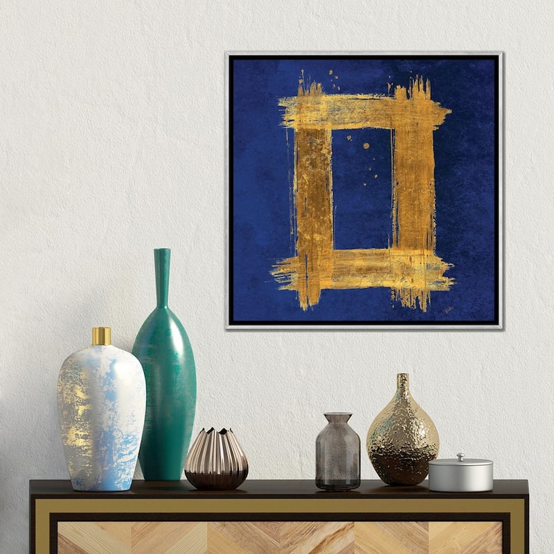 iCanvas "Gold Rectangle on Blue" by Patricia Pinto Framed