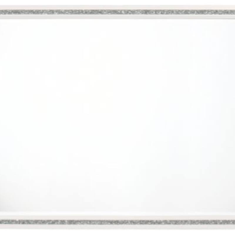 46 Inch Solid Wood Mirror, Shimmering Silver Accent, Landscape, White