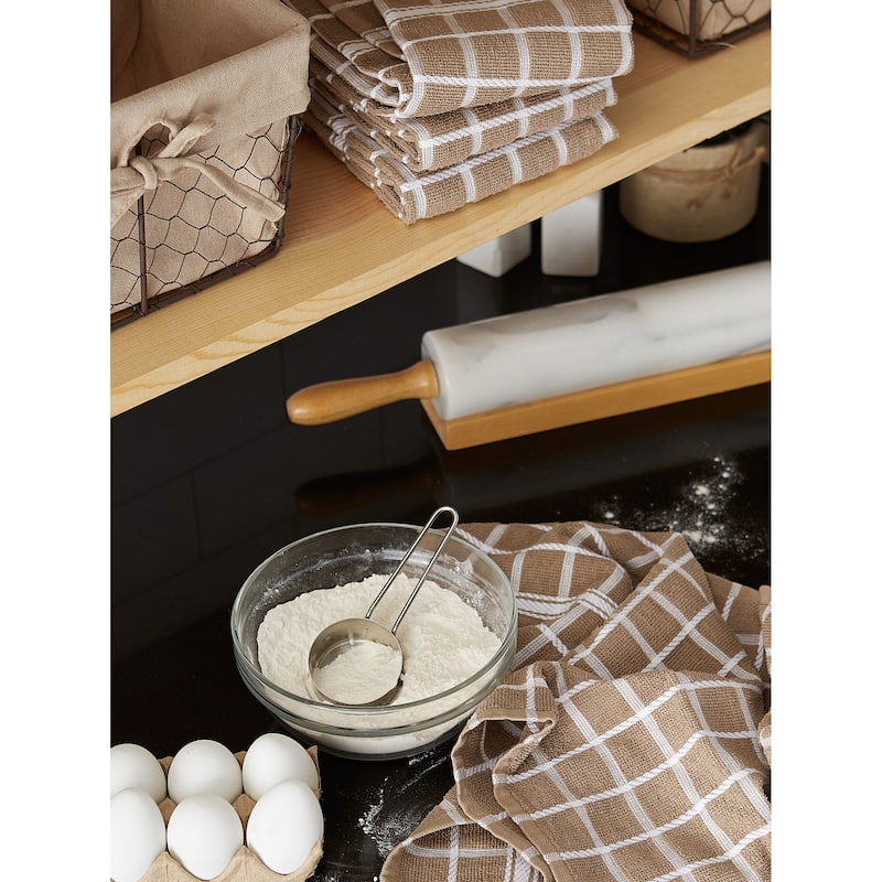 DII Solid Honey Gold Windowpane Terry Dishtowel 4 Piece