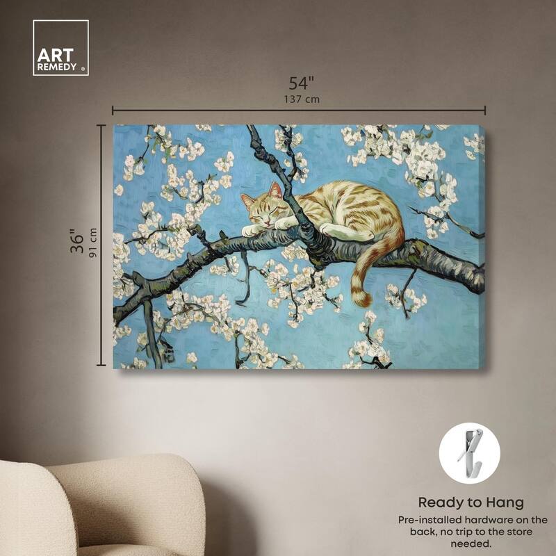 Autumn Blossom Kitten Canvas by Art Remedy, Gallery Wrapped