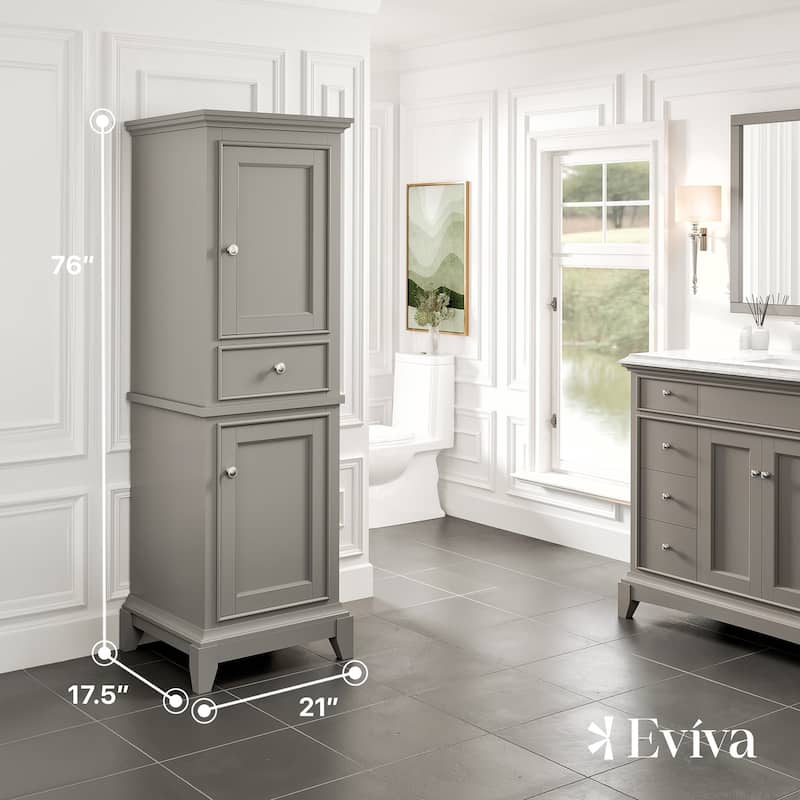 Eviva Elite Stamford 24" Gray Freestanding Linen Cabinet