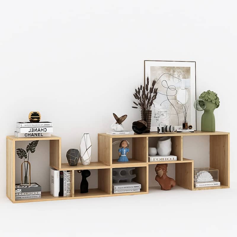 Grondin 2-Piece L Shaped TV Stand, Multi-Functional Free Combination Media Console Bookshelf for Living Room Bedroom