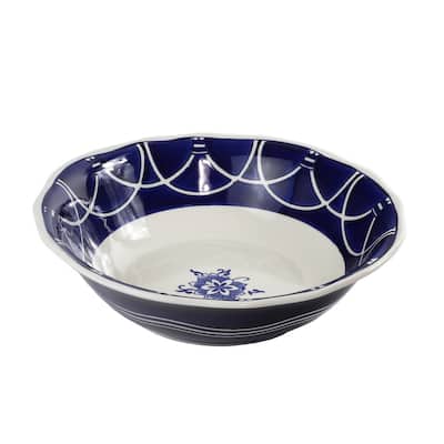 Euro Ceramica Blue Garden 12" Serving Bowl - 12 in. x 12 in. x 3.3 in.