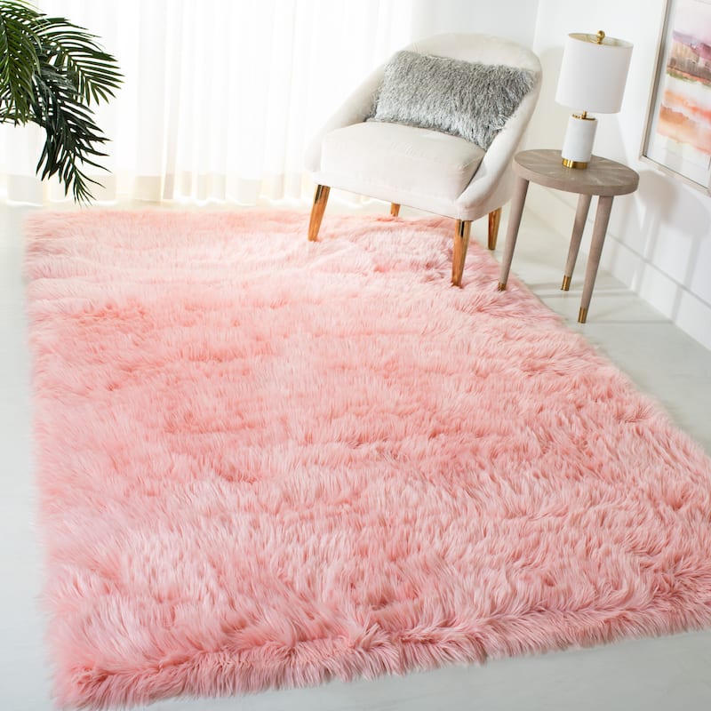 SAFAVIEH Faux Sheep Skin Alexandria 2.4-inch Thick Rug - 5' x 7' - Pink - Rectangle