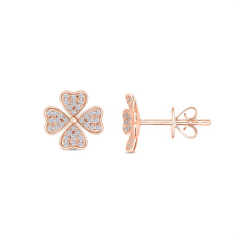 1/4 Cttw Natural Diamond 10KT Pink Gold Earrings