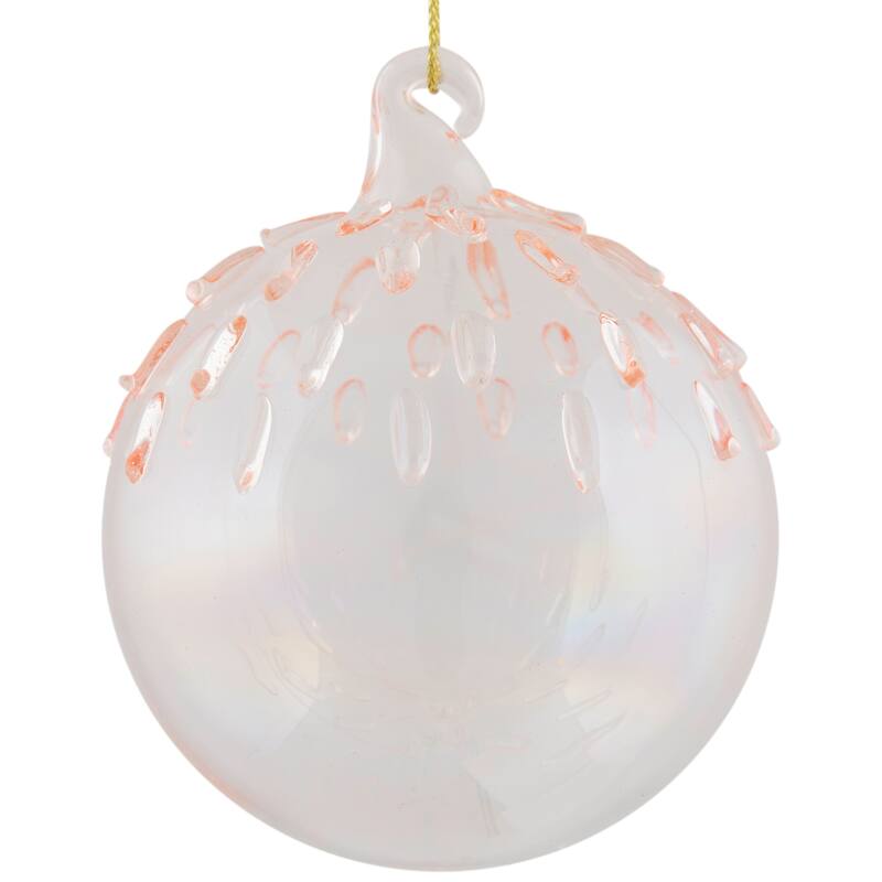 3" Pink Iridescent Glass Christmas Ball Ornament