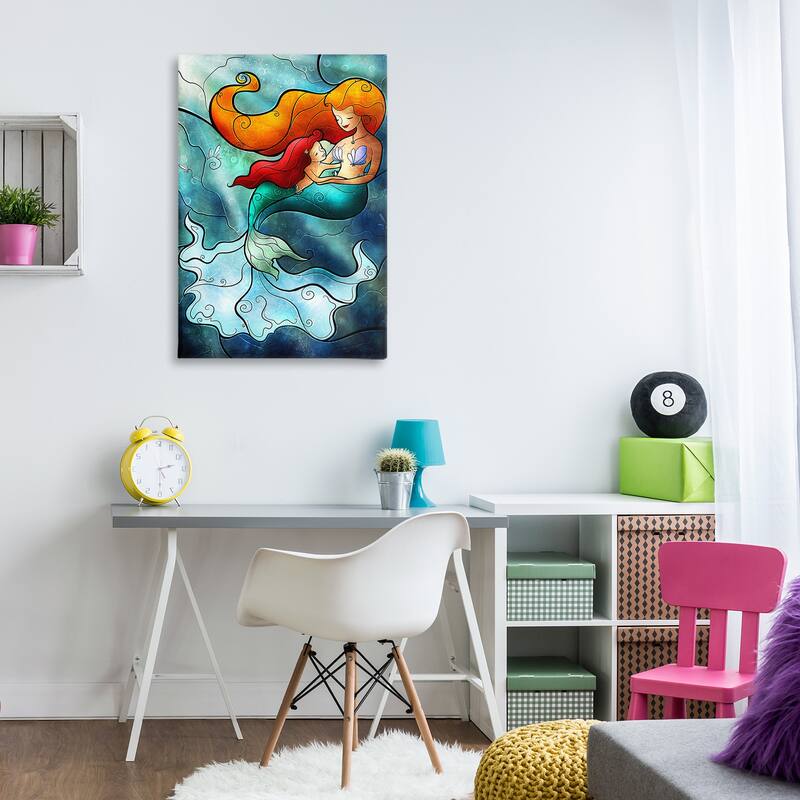 Stupell Mermaid & Child Stained Glass Style Canvas Wall Art Design By Mandie Manzano