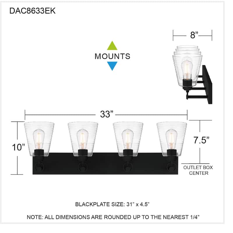 Dacosta 4-Light Earth Black Bath Light