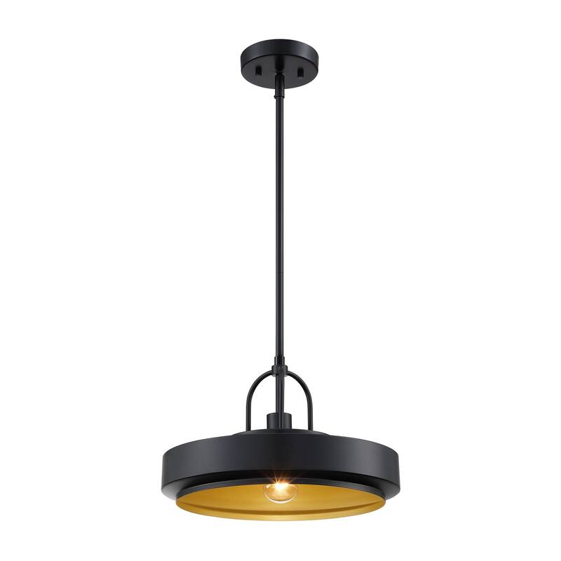 Odea 14 in. 1-Light Matte Black Transitional Pendant Light
