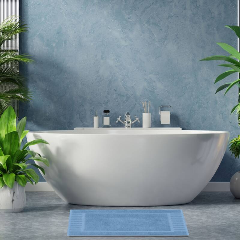 White Classic Luxury Cotton Bath Mat 22x34 Set of 2
