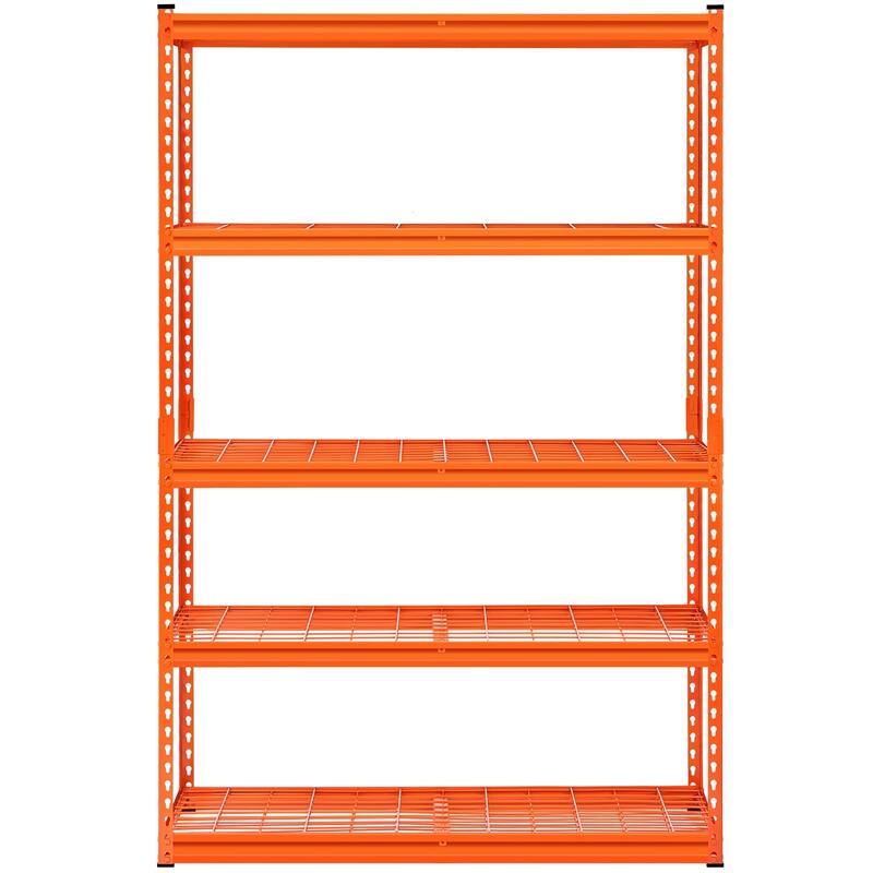 Orange Steel Garage Shelf with Hooks, Adjustable Garage Shelving