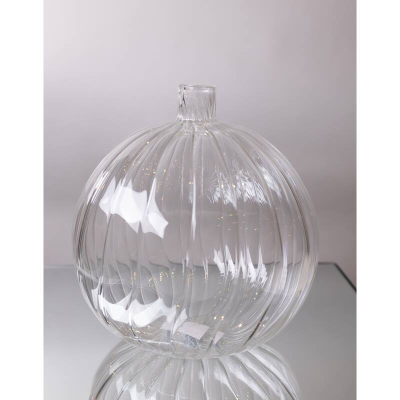 Decorative Clear Glass Bottle/Vase Dia 7" & H 8.5" - CLEAR - CLEAR