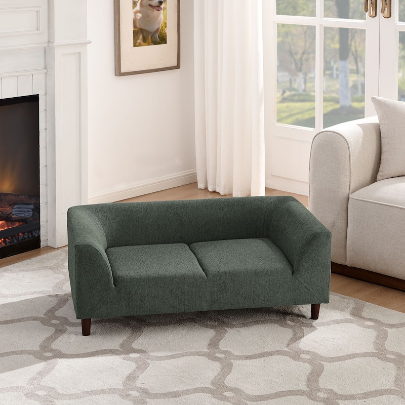 Modern rectangular Pet sofa with backrest and armrests - Olive Green