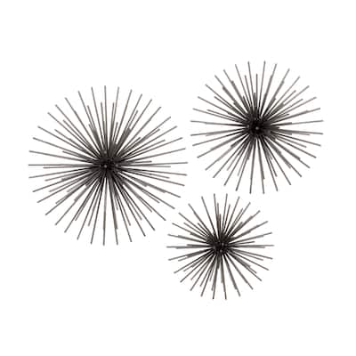 Metal Starburst 3D Home Wall Decor - Set of 3 Black - Roche River Decor