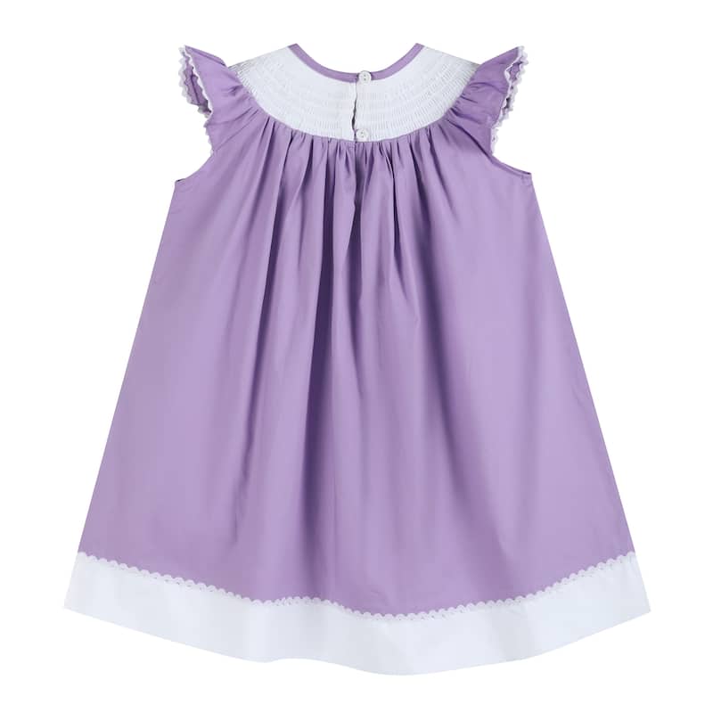 Lil Cactus Purple Easter Bunny Smocked Bishop Dress