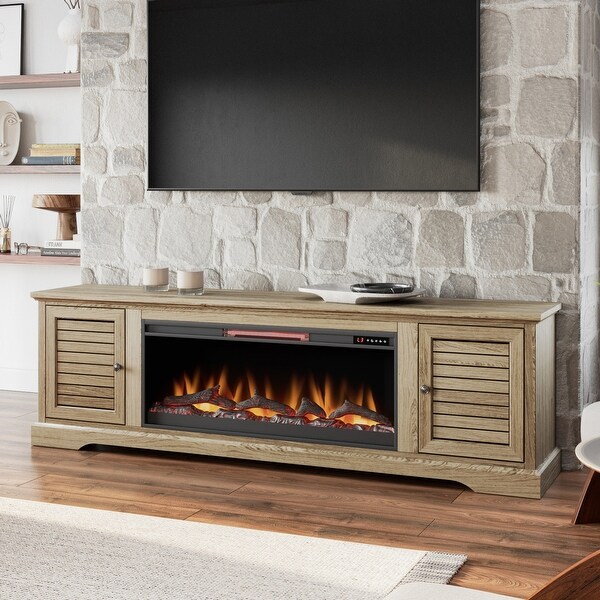 Bridgevine Home Topanga 83 inch Electric Fireplace TV Console for
