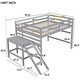 preview thumbnail 10 of 8, Grey Full Size Wood Loft Bed with Ladder and Fence for Bedroom