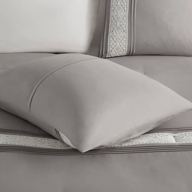 Madison Park Marla 7 Piece Lace Trim Comforter Set with Throw Pillows On Sale Bed Bath