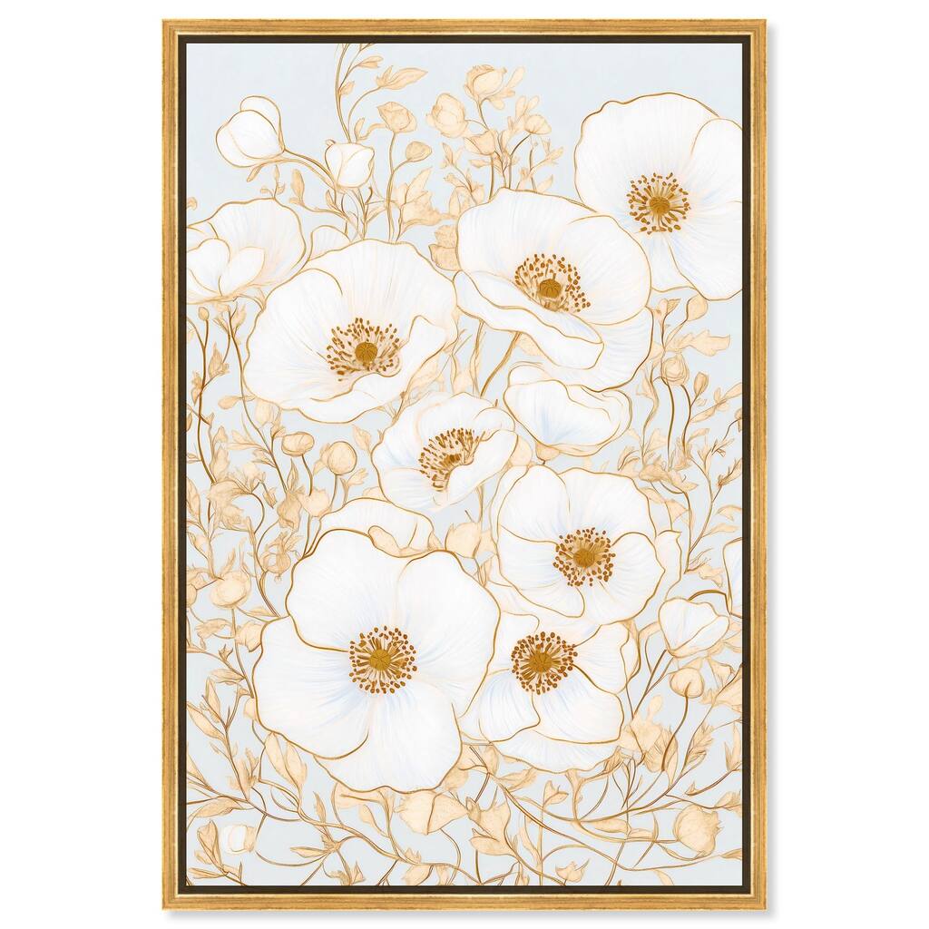 White and Gold Poppies I Canvas by Art Remedy