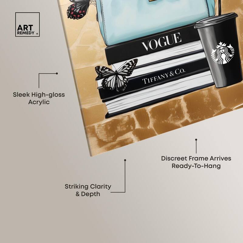 Golden Era of Glam Books Acrylic by Art Remedy, Ready to Hang
