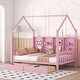 preview thumbnail 19 of 24, Pink Wooden Full Size House Bed with Two Drawers and Storage Shelf Pink - Full
