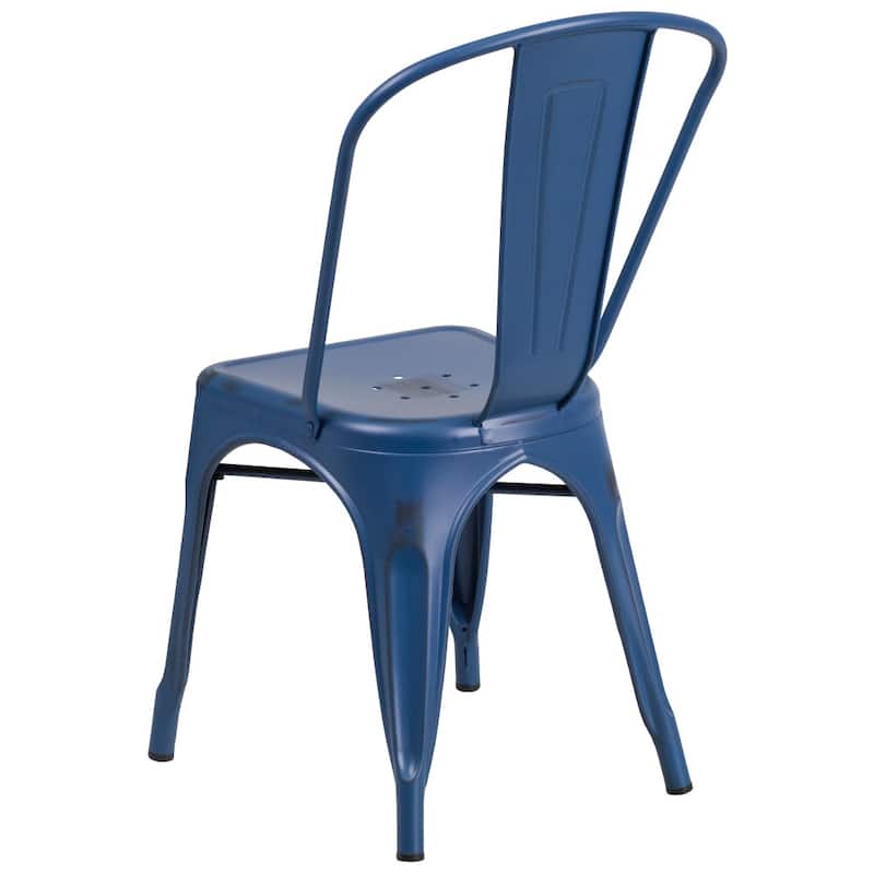 Distressed Metal Indoor-Outdoor Stackable Chair - Kitchen Furniture