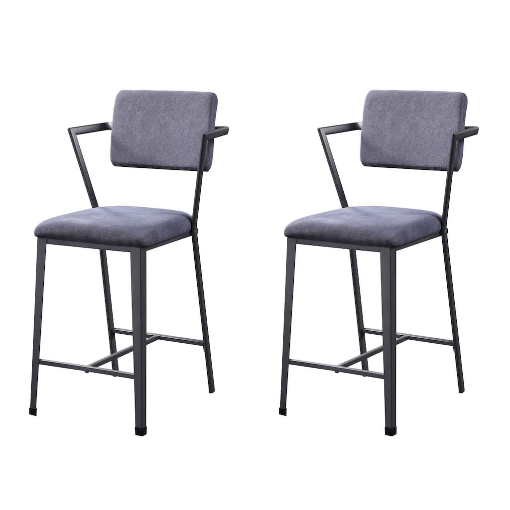 Grey and Gunmetal Open Back Counter Height Chairs (Set of 2)