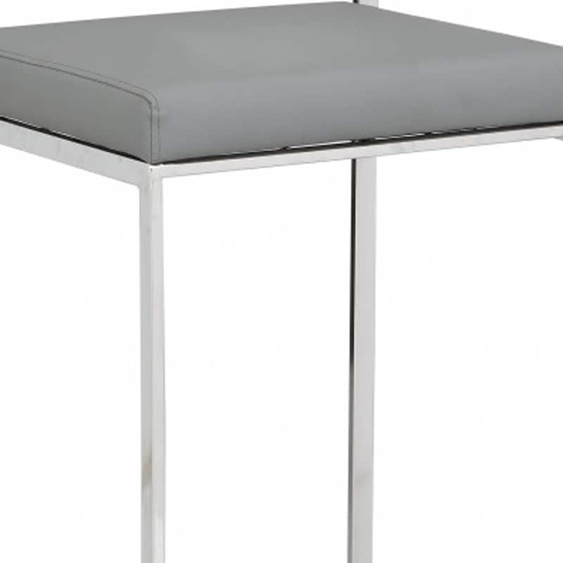 HomeRoots 35" Gray Faux Leather And Steel Low Back Bar Height Chair With Footrest - 19.125