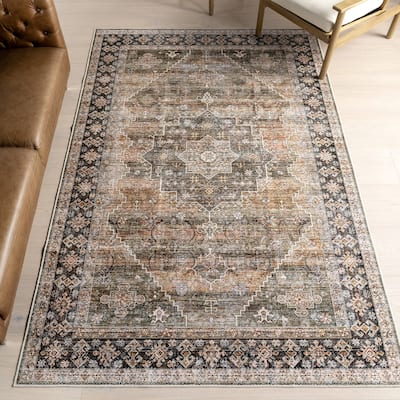 Nuloom Purdie Medallion SplashGuard Machine Washable Area Rug