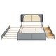 preview thumbnail 14 of 28, Wood Queen Size Platform Bed with Drawers, Trundle and Rattan Storage Headboard
