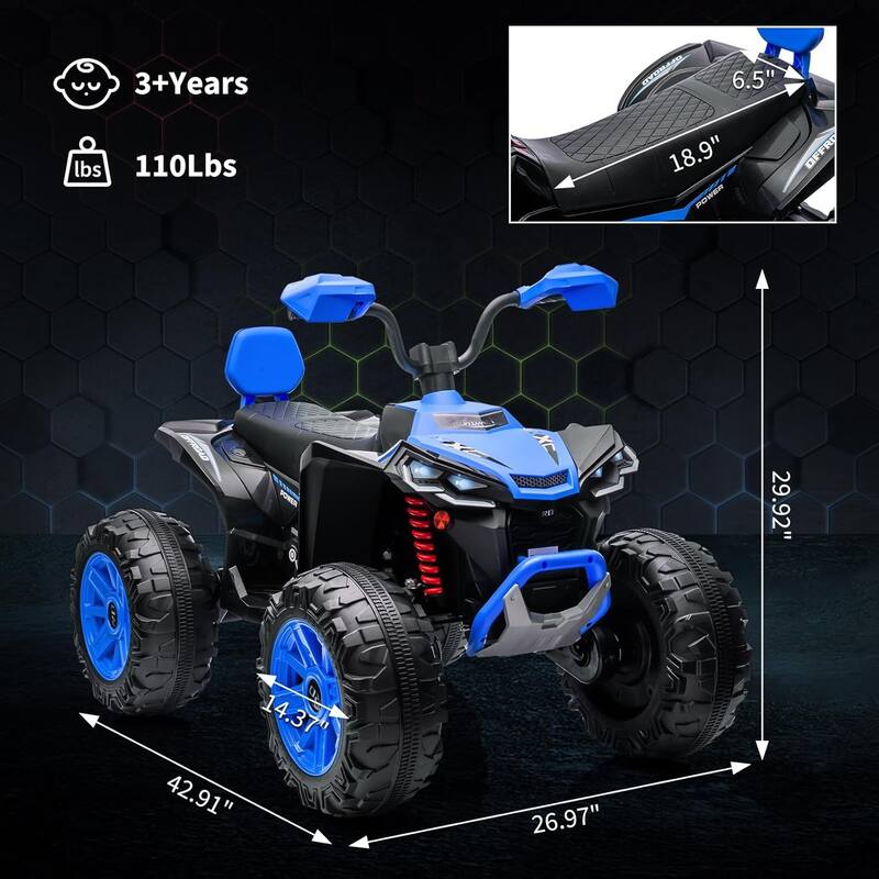2-Seater Kids Ride-On ATV, 24V Electric Quad 4 Wheeler with 800W Motors