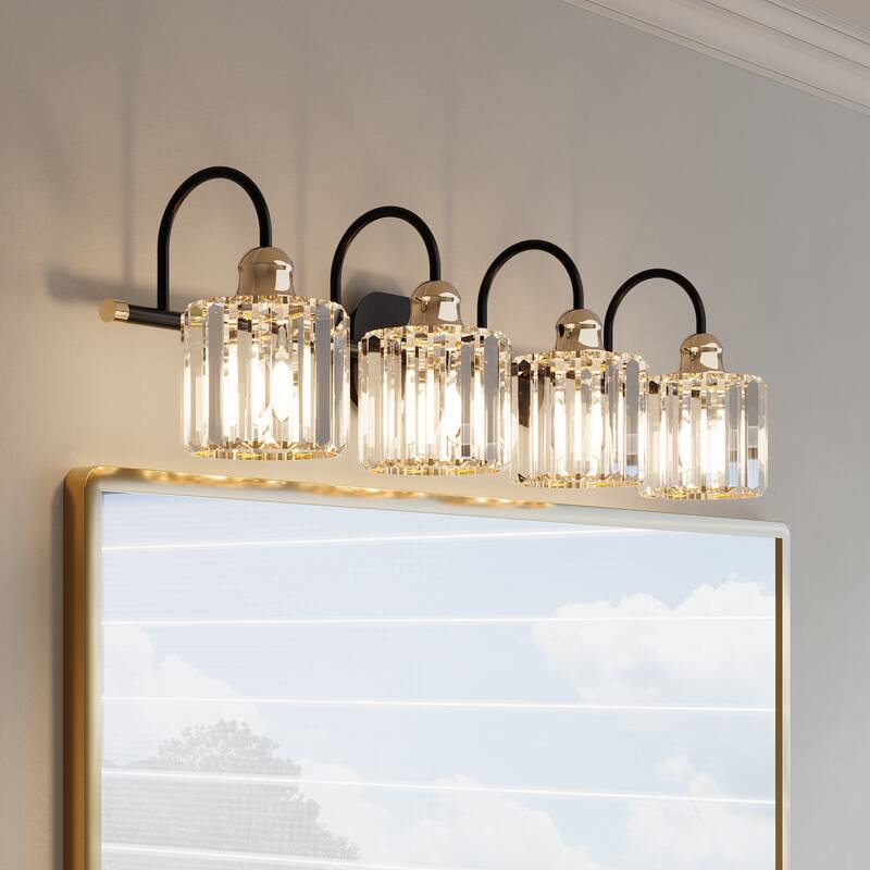 ExBrite Modern Rose Gold Dimmable Bathroom Crystal Vanity Lights