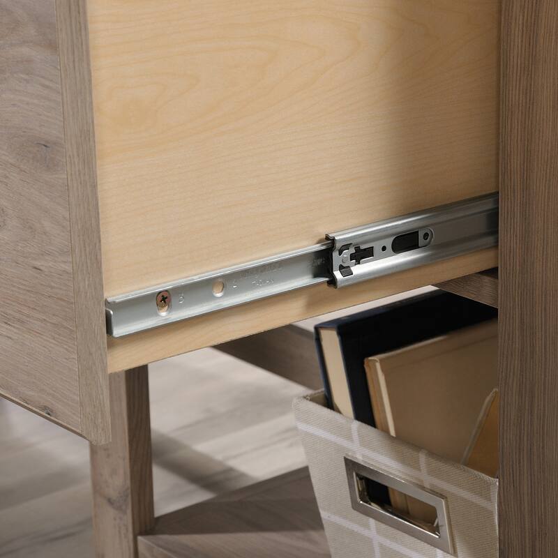 Engineered Wood Transitional L-Shaped Desk with File Drawer And Lower Shelf, Brown