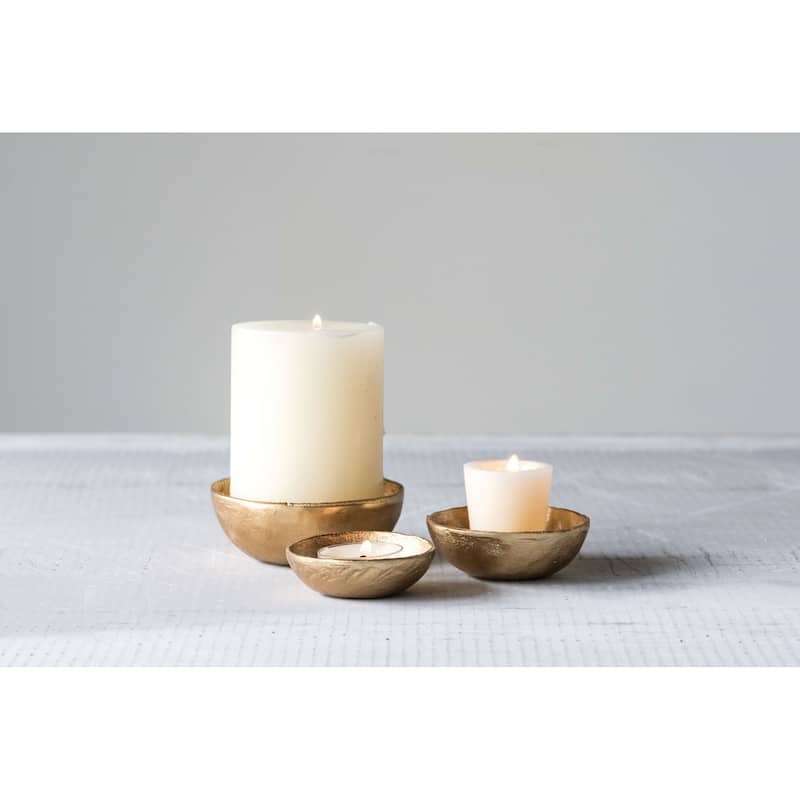 Gold Decorative Cast Aluminum Bowls (Set of 3 Sizes) - Gold