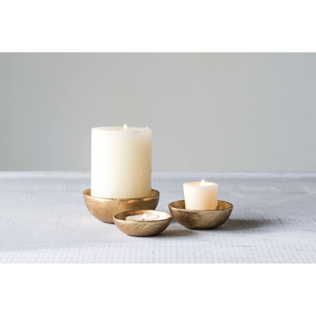 Gold Decorative Cast Aluminum Bowls (Set of 3 Sizes)