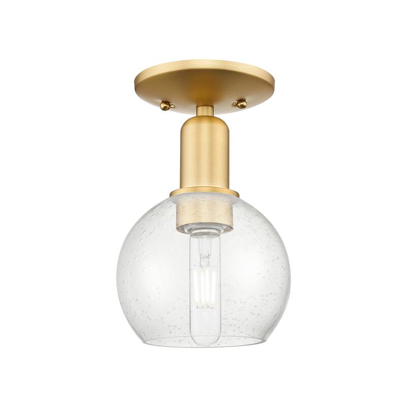 Innovations Lighting Endless Possibilities Arcadia - Athens - 1 Light 6" Semi-Flush Mount - Satin Gold/Seedy