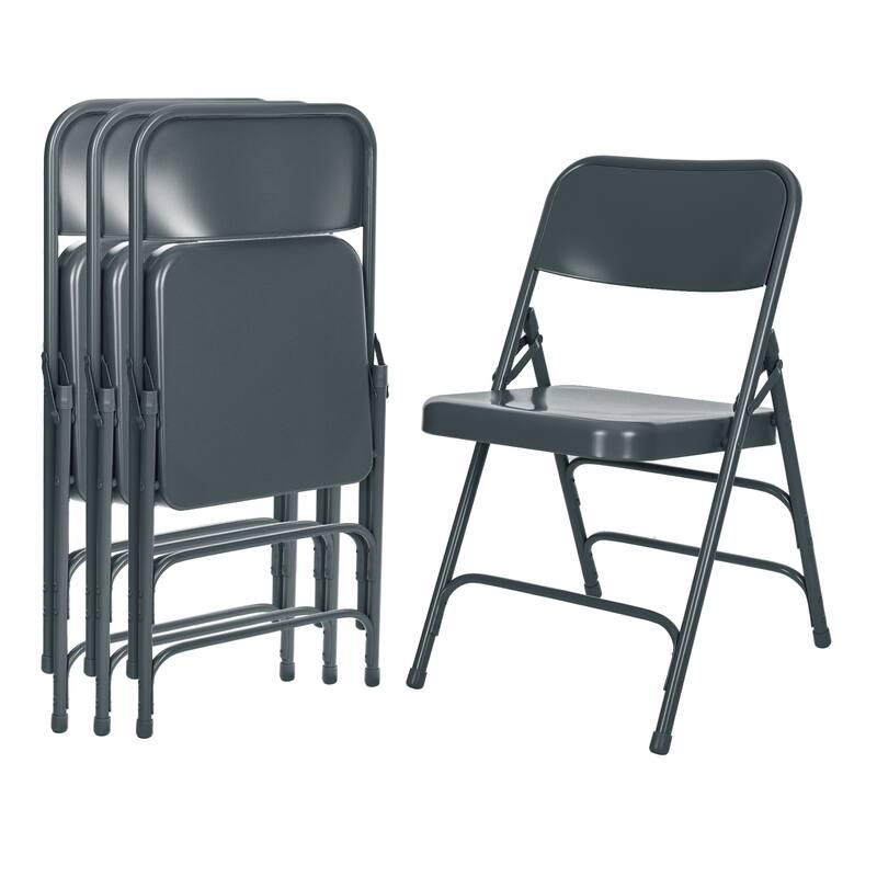 Hampden Furnishings Bernadine Collection All Metal Triple Brace Folding Chair, Pack of 4