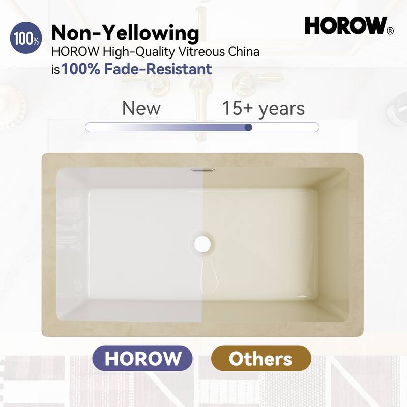 HOROW 27.5 in Rectangle Undermount Bathroom Sink in White with Overflow Drain