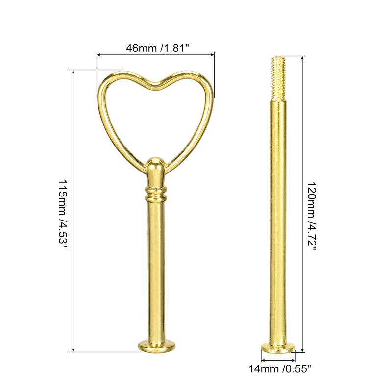 4 Set 3-Tier Cupcake Stand Hardware Fittings for Cake Stand, Heart Gold - Gold