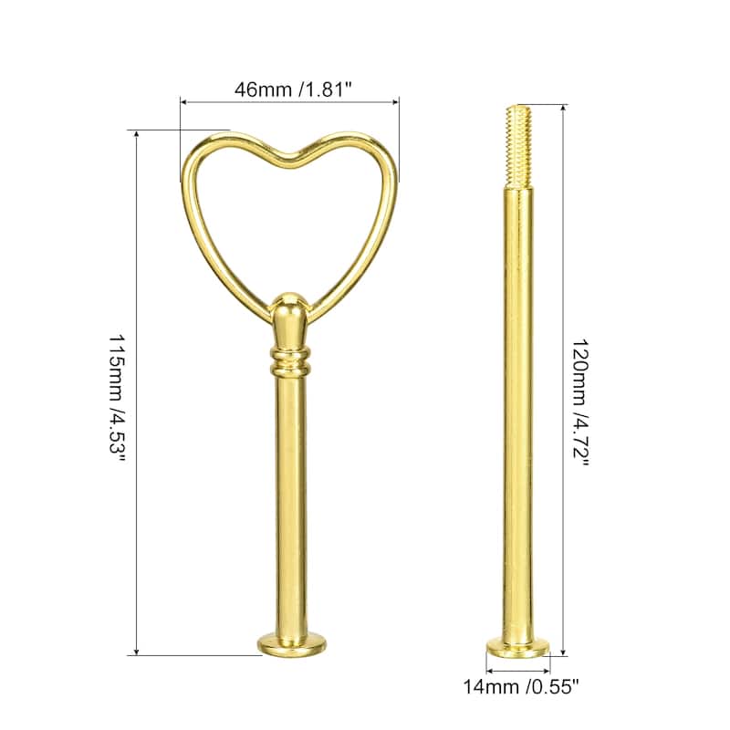 6 Set Cake Tray Stand Handle Plate Hardware Fitting, 3-Tiers Heart - Gold