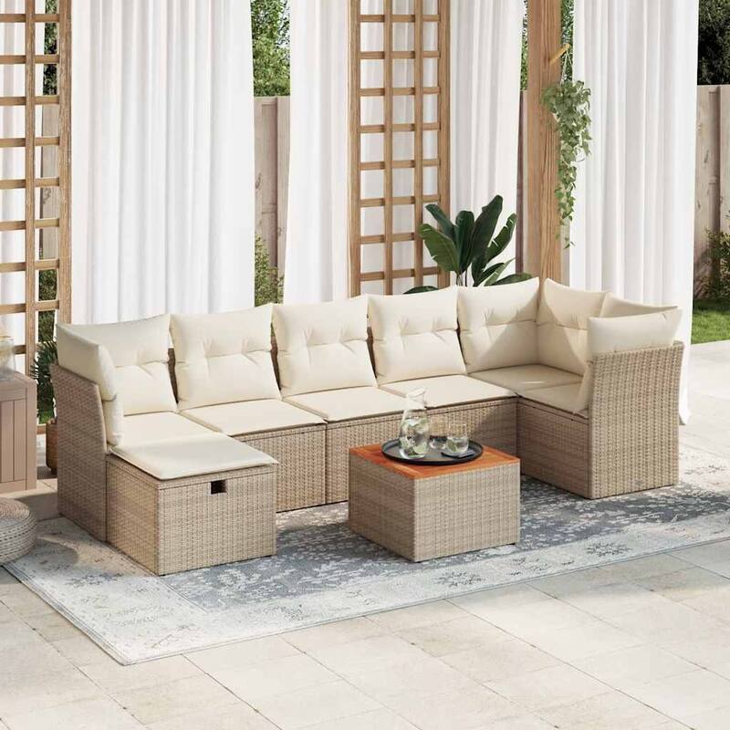 vidaXL Garden Sofa Set Beige/Black/Grey - Beige and cream form1