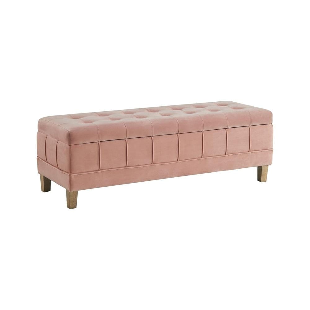 52-inch Tufted Velvet Storage Ottoman with Wooden Legs and 300 lbs Weight Capacity